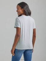 Lee Women Script Graphic Tee Summer Haze Heather Clothing 480T372 - Image 2