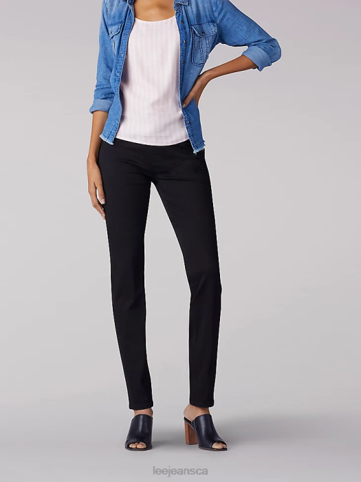 Lee Women Sculpting Slim Fit Slim Leg Pull On Jean Black Clothing 480T110 - Image 1