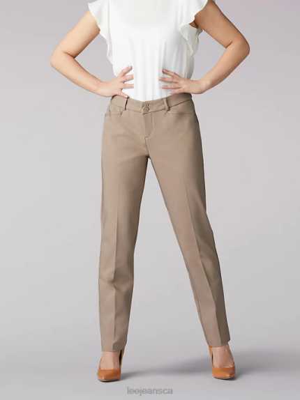 Lee Women Secretly Shapes Straight Leg Pant (Petite) Light Fawn Clothing 480T226