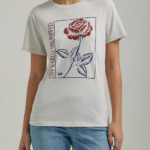 Lee Women Slim Fit Smell the Flowers Graphic Tee Lunar Rock Clothing 480T355