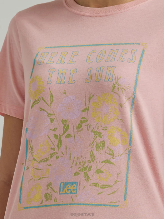 Lee Women Slim Fit Sun Flowers Graphic Tee Pink Icing Clothing 480T365 - Image 3