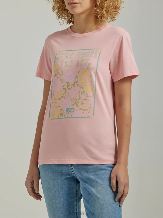 Lee Women Slim Fit Sun Flowers Graphic Tee Pink Icing Clothing 480T365 - Image 1