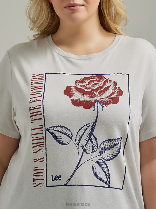 Lee Women Smell the Flowers Graphic Tee (Plus) Lunar Rock Clothing 480T368 - Image 1