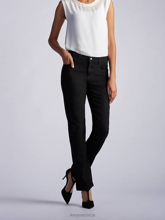 Lee Women Stretch Relaxed Fit Straight Leg Jean (Petite) Black Onyx Clothing 480T103 - Image 1