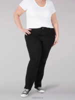 Lee Women Stretch Relaxed Fit Straight Leg Jean (Plus) Black Onyx Clothing 480T93