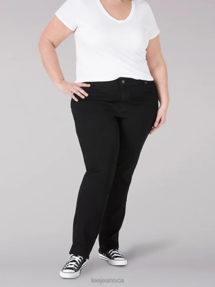 Lee Women Stretch Relaxed Fit Straight Leg Jean (Plus) Black Onyx Clothing 480T93