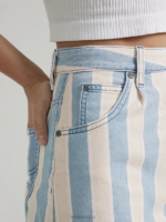 Lee Women Striped High Rise Pleated Denim Short Mid Stripe Clothing 480T332 - Image 5
