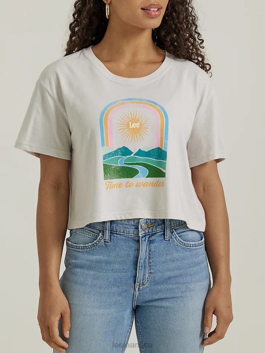 Lee Women Time to Wander Boyfriend Crop Graphic Tee Lunar Rock Heather Clothing 480T351 - Image 1