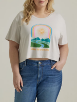 Lee Women Time to Wander Boyfriend Crop Graphic Tee (Plus) Lunar Rock Heather Clothing 480T379