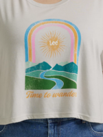 Lee Women Time to Wander Boyfriend Crop Graphic Tee (Plus) Lunar Rock Heather Clothing 480T379 - Image 3