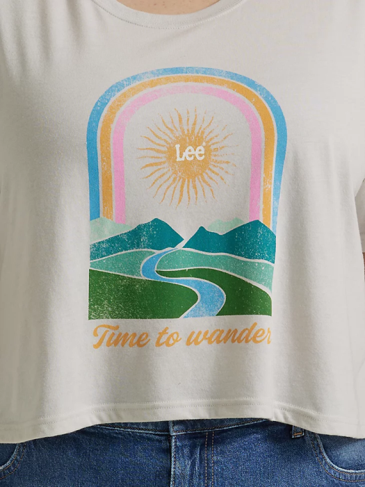 Lee Women Time to Wander Boyfriend Crop Graphic Tee (Plus) Lunar Rock Heather Clothing 480T379 - Image 3