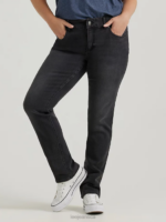 Lee Women Ultra Lux Comfort Slim Straight Jean (Plus) Black Clothing 480T62