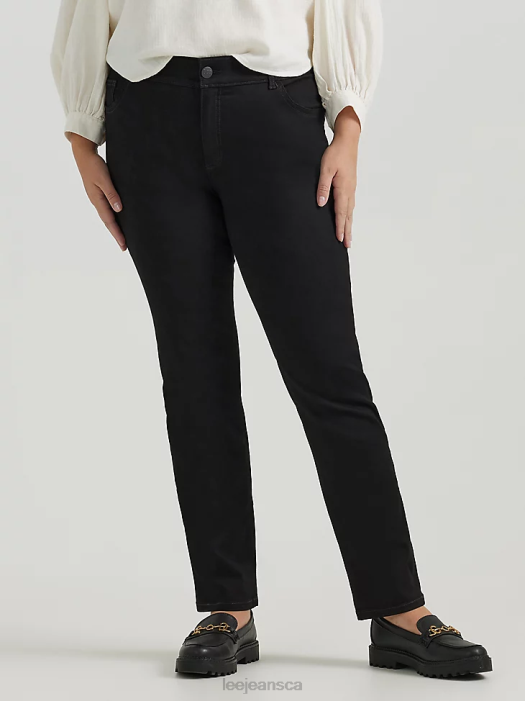 Lee Women Ultra Lux with Flex Motion Regular Fit Straight Leg Jean (Plus) Black Clothing 480T77 - Image 1