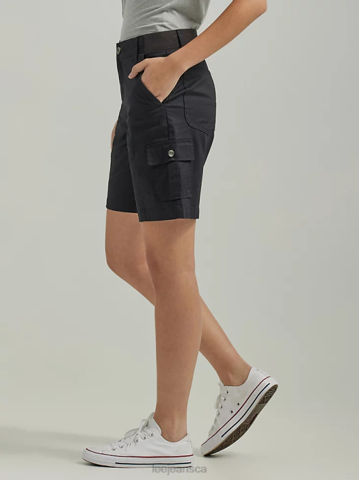 Lee Women Ultra Lux with Flex-to-Go Relaxed Cargo Bermuda (Petite) Black Clothing 480T264 - Image 4