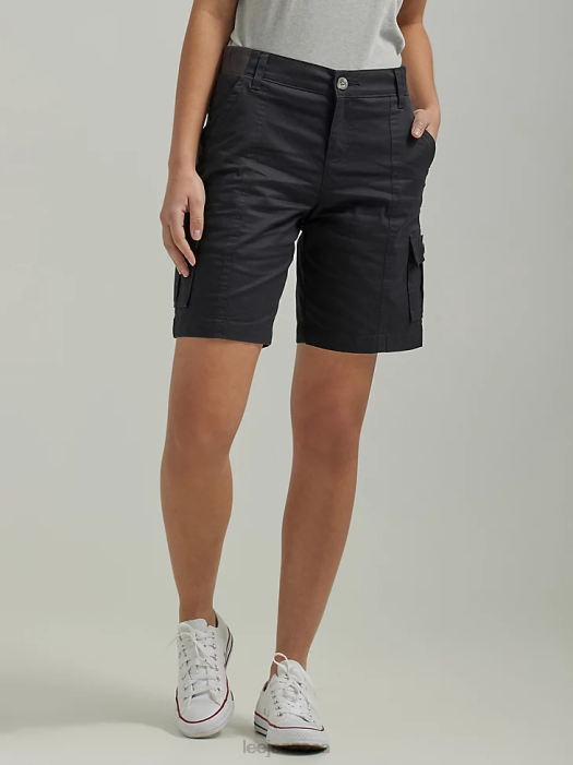 Lee Women Ultra Lux with Flex-to-Go Relaxed Cargo Bermuda (Petite) Black Clothing 480T264 - Image 1