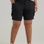 Lee Women Ultra Lux with Flex-to-Go Relaxed Cargo Bermuda (Plus) Black Clothing 480T270
