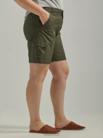 Lee Women Ultra Lux with Flex-to-Go Relaxed Cargo Bermuda (Plus) Frontier Olive Clothing 480T269 - Image 3