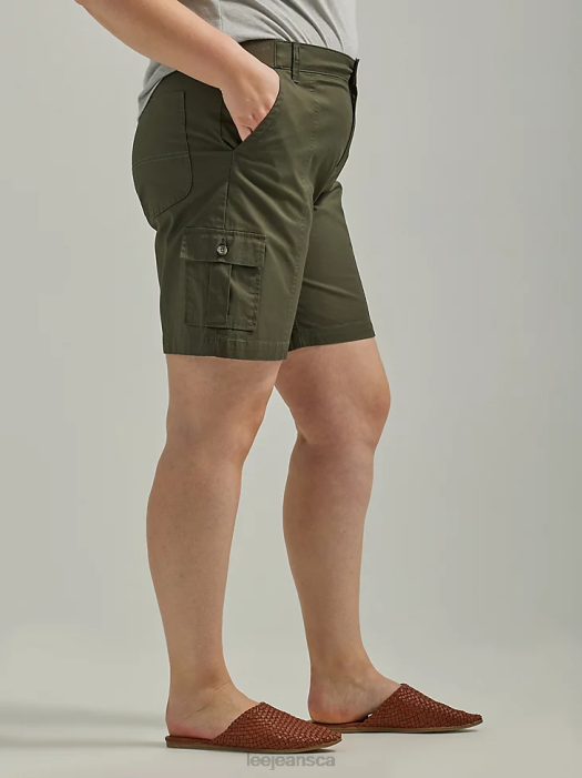 Lee Women Ultra Lux with Flex-to-Go Relaxed Cargo Bermuda (Plus) Frontier Olive Clothing 480T269 - Image 3