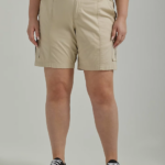 Lee Women Ultra Lux with Flex-to-Go Relaxed Cargo Bermuda (Plus) Pioneer Beige Clothing 480T266