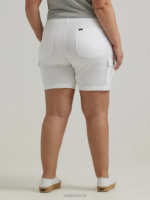 Lee Women Ultra Lux with Flex-to-Go Relaxed Cargo Bermuda (Plus) White Clothing 480T265 - Image 2