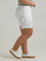 Lee Women Ultra Lux with Flex-to-Go Relaxed Cargo Bermuda (Plus) White Clothing 480T265 - Image 3