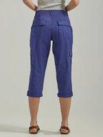 Lee Women Ultra Lux with Flex-to-Go Relaxed Cargo Capri Medieval Blue Clothing 480T433 - Image 2