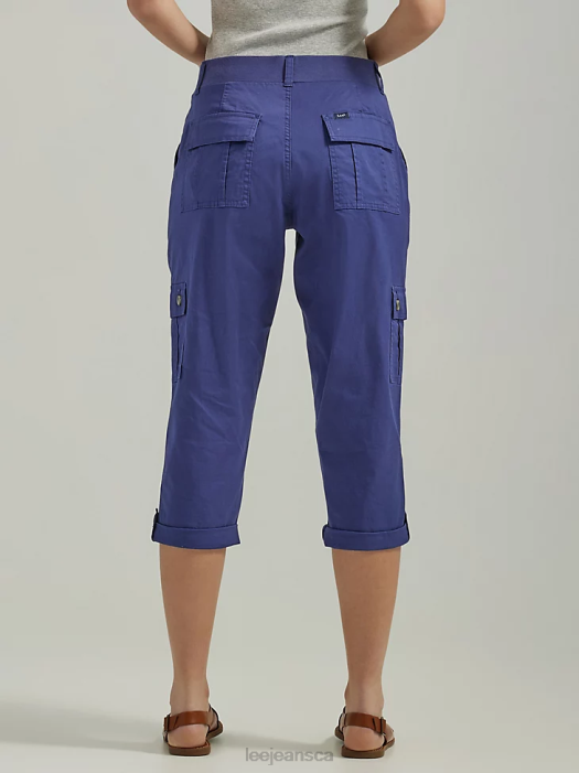 Lee Women Ultra Lux with Flex-to-Go Relaxed Cargo Capri Medieval Blue Clothing 480T433 - Image 2