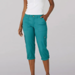 Lee Women Ultra Lux with Flex-to-Go Relaxed Cargo Capri Midway Teal Clothing 480T437