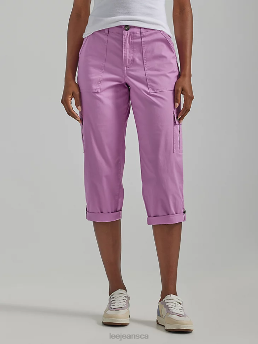 Lee Women Ultra Lux with Flex-to-Go Relaxed Cargo Capri Pansy Clothing 480T431 - Image 1