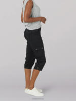 Lee Women Ultra Lux with Flex-To-Go Relaxed Cargo Capri (Petite) Black Clothing 480T460 - Image 3
