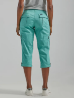 Lee Women Ultra Lux with Flex-To-Go Relaxed Cargo Capri (Petite) Dusty Jade Clothing 480T457 - Image 2