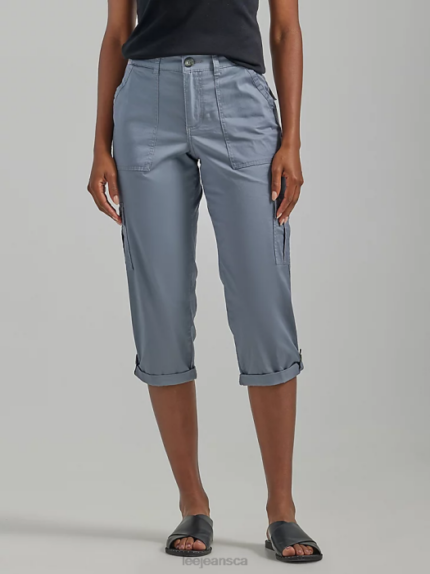Lee Women Ultra Lux with Flex-To-Go Relaxed Cargo Capri (Petite) Tech Grey Clothing 480T459