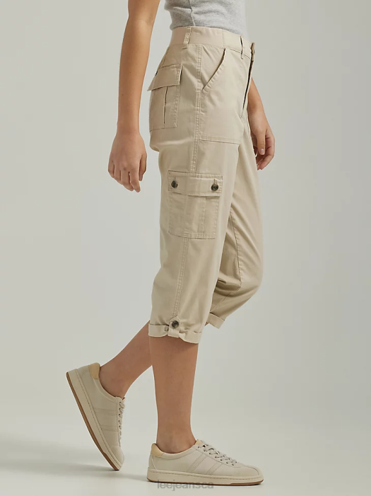 Lee Women Ultra Lux with Flex-to-Go Relaxed Cargo Capri Pioneer Beige Clothing 480T436 - Image 3