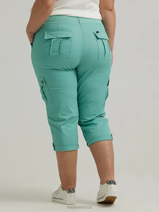 Lee Women Ultra Lux with Flex-To-Go Relaxed Cargo Capri (Plus) Dusty Jade Clothing 480T448 - Image 2