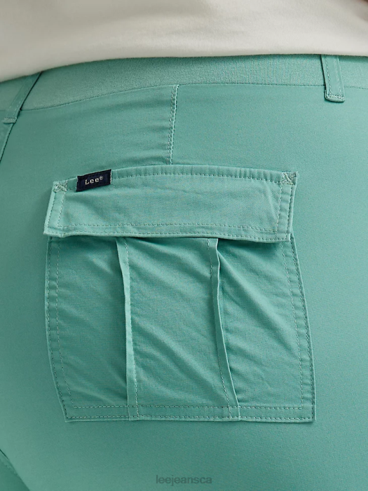 Lee Women Ultra Lux with Flex-To-Go Relaxed Cargo Capri (Plus) Dusty Jade Clothing 480T448 - Image 5