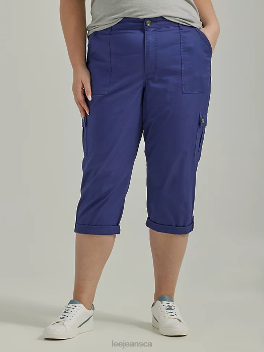 Lee Women Ultra Lux with Flex-To-Go Relaxed Cargo Capri (Plus) Medieval Blue Clothing 480T449 - Image 1