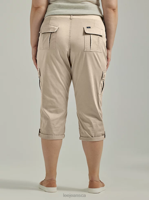 Lee Women Ultra Lux with Flex-To-Go Relaxed Cargo Capri (Plus) Pioneer Beige Clothing 480T447 - Image 2