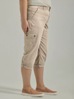 Lee Women Ultra Lux with Flex-To-Go Relaxed Cargo Capri (Plus) Pioneer Beige Clothing 480T447 - Image 3
