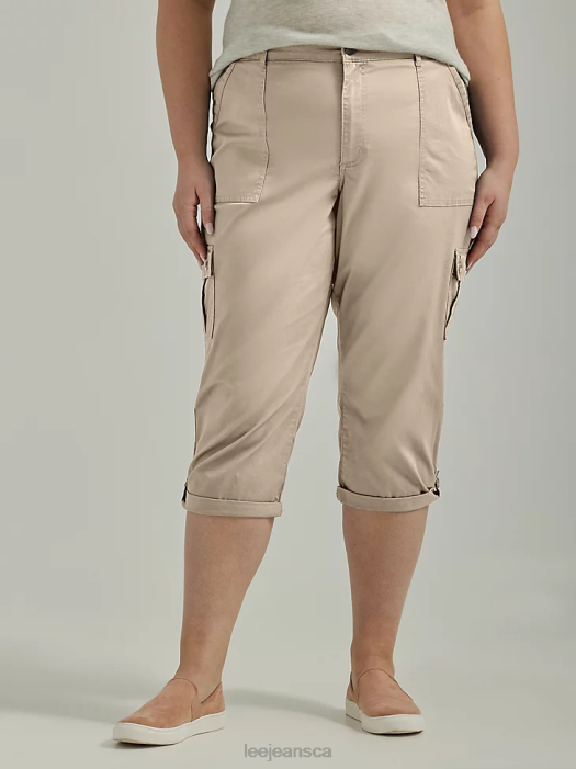 Lee Women Ultra Lux with Flex-To-Go Relaxed Cargo Capri (Plus) Pioneer Beige Clothing 480T447 - Image 1