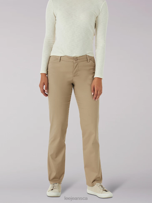 Lee Women Wrinkle Free Relaxed Fit Straight Leg Pant (Petite) Flax Clothing 480T218 - Image 1