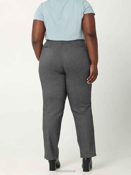 Lee Women Wrinkle Free Relaxed Fit Straight Leg Pant (Plus) Black and White Rockhill Plaid Clothing 480T203 - Image 2