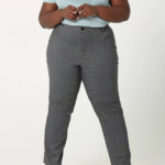 Lee Women Wrinkle Free Relaxed Fit Straight Leg Pant (Plus) Black and White Rockhill Plaid Clothing 480T203