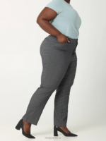 Lee Women Wrinkle Free Relaxed Fit Straight Leg Pant (Plus) Black and White Rockhill Plaid Clothing 480T203 - Image 3