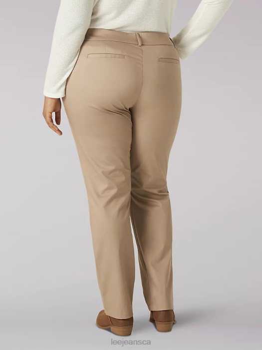 Lee Women Wrinkle Free Relaxed Fit Straight Leg Pant (Plus) Flax Clothing 480T199 - Image 2