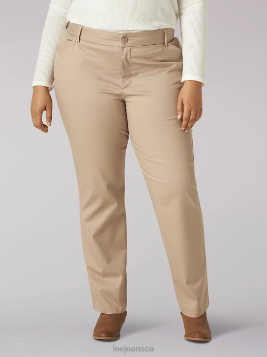 Lee Women Wrinkle Free Relaxed Fit Straight Leg Pant (Plus) Flax Clothing 480T199 - Image 1