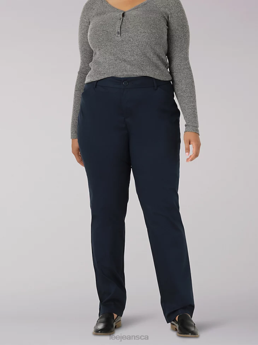 Lee Women Wrinkle Free Relaxed Fit Straight Leg Pant (Plus) Imperial Blue Clothing 480T202 - Image 1