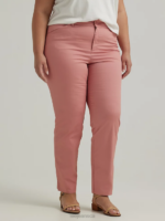 Lee Women Wrinkle Free Relaxed Fit Straight Leg Pant (Plus) in Mallory Pink Mallory Orange Clothing 480T198