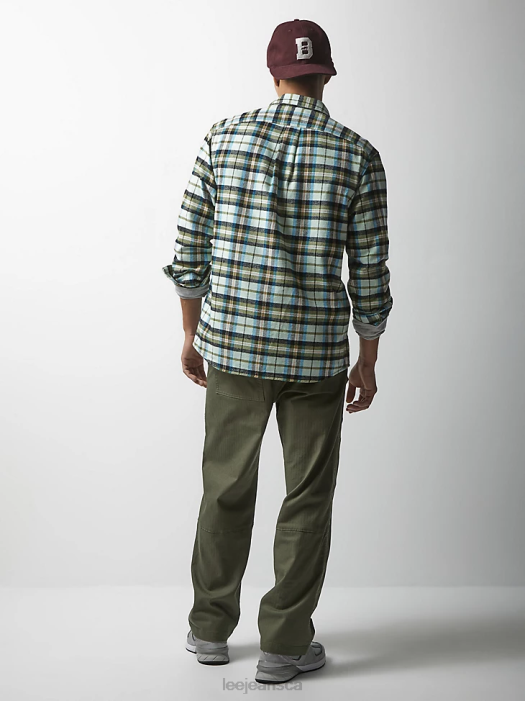 Lee x The Brooklyn Circus Men Working West Plaid Button Down Shirt Sea Glass Plaid Clothing 480T937 - Image 2