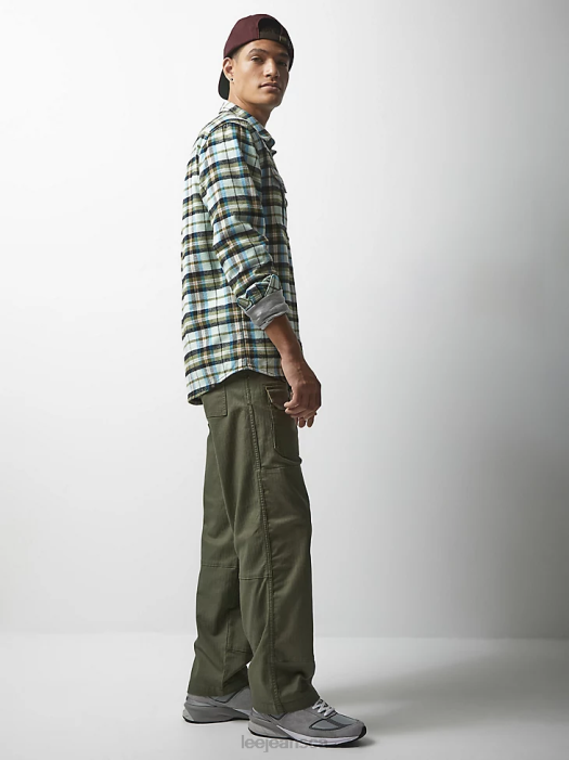Lee x The Brooklyn Circus Men Working West Plaid Button Down Shirt Sea Glass Plaid Clothing 480T937 - Image 5