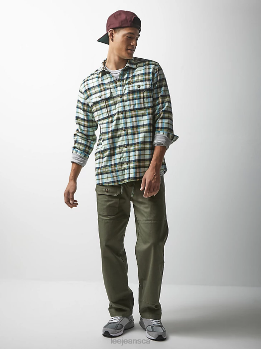 Lee x The Brooklyn Circus Men Working West Plaid Button Down Shirt Sea Glass Plaid Clothing 480T937 - Image 6